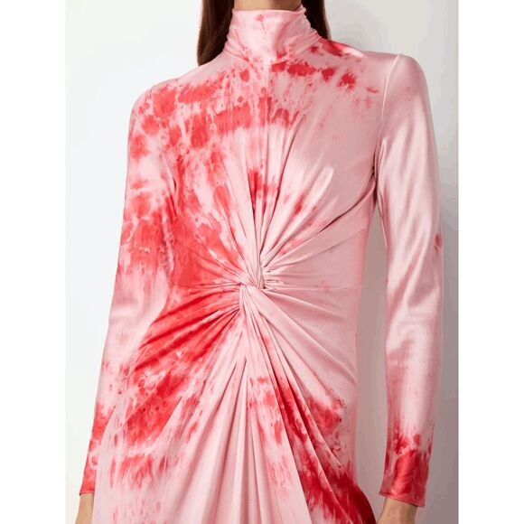 Alexandra Alonso Rojas mockneck silk draped gown in red ice dye Size US6 $1448 - Picture 5 of 13